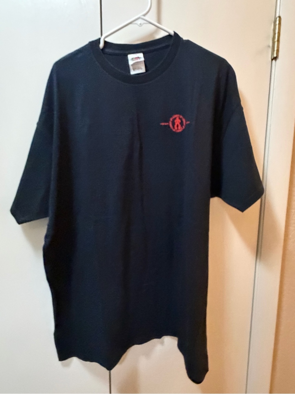 Black Graphic Men's T-Shirt with Red Fire Cow Skull ‘Cowboy Up’ Logo
